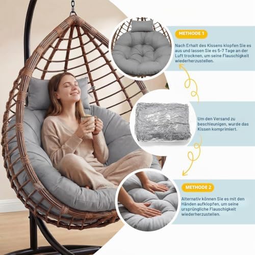 Hängesessel Kissen Sitzkissen Outdoor Polster für Polyrattan/Rattan
