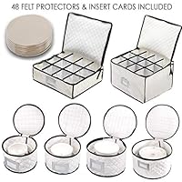 Complete Dinnerware Storage Set #1 Best Protection for Storing or Transporting Fine China Dishes Coffee Tea Cups Wine Glasses Includes 48 Felt Protectors for Plates