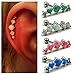 BODYA 16g Surgical Steel 5-Gem Curved Synthetic Opal CZ Cartilage Stud Tragus Helix Earring