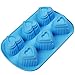 Chefaith 2 Pcs 6-Cup Silicone Muffin / Cupcake Baking Pan [Heart-Shaped Baking Cups] - Non-Stick, Heat Resistant (Up to 480°F) Mini Cake Baking Mold / Tray, Food Grade Reusable Bakeware, Blue