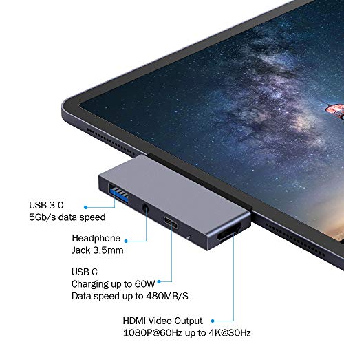 USB C Hub Adapter for iPad Pro 11"/12.9" 2018 Surface Go, JoyGeek Type