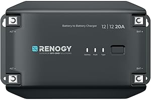 Renogy DC to DC Charger 12V 20A - Multi-Stage Charger for LiFePO4, AGM, Gel, Flooded Batteries | Car, RV, Marine & Boat Battery Charger with Bluetooth Compatibility
