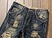 Men's Distressed Destructed Slim Fit Jeans A928 Blue 34