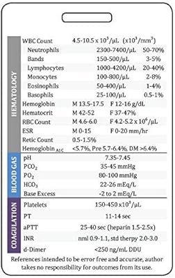 Vertical Lab Values Plastic Badge Card Clinical Reference For Nurses Common Adult Labs Results Rn Or Nursing Clinicals Glossy Eco Friendly Teslin Buy Online At Best Price In Uae Amazon Ae