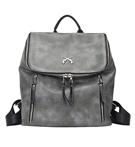 Tom Clovers Womens PU Leather Backpack College School Bag Large Shopping Weekender Travel Casual Daypack Fashion Grey