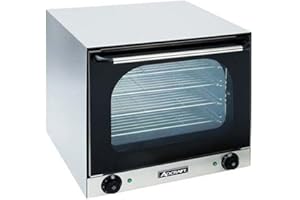 Adcraft COH-2670W Half-Size Electric Countertop Convection Oven, Stainless Steel, Portable, 220v, CE NSF Listed (Includes Heavy-Duty Stainless-Steel Cooking Racks), stainless and black