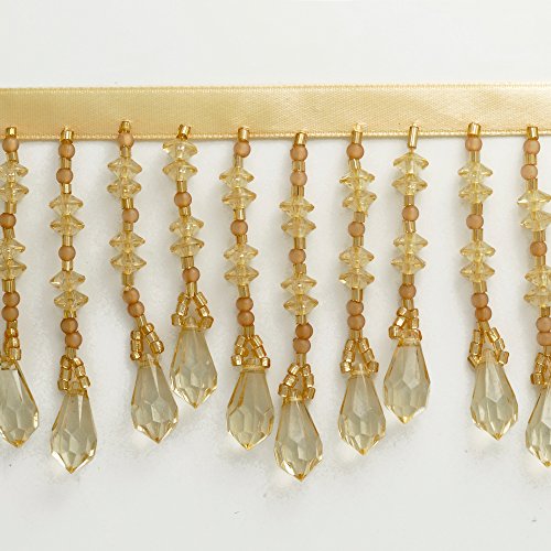 2-5/8" Long Beaded Fringe for Home Deco, Lamp Shade, Costume 1 yard, RL-CBF-19, Antique Gold
