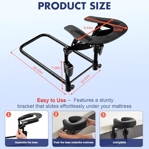 KONOVOLY Massage Headrest for Bed, Massage Home Mattress Top Massage Bed Head Extension Kit, Adjustable Headrest Face Cushion Massage Table at Home, Face Down Pillow After Eye Surgery (Black)