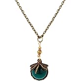 MINACHI Vintage Half Spherical Green Created Emerald Crystal Gemstone Dragonfly Necklace Statement Jewelry Gift for Women