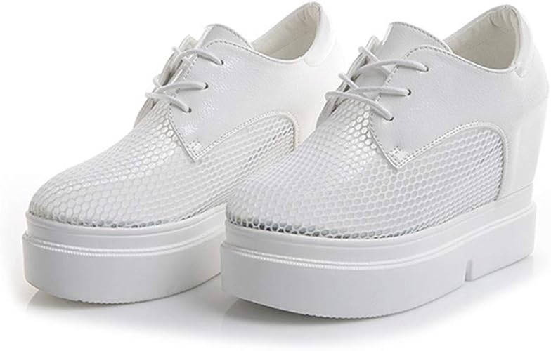 Amazon Ufisj プラットフォームスニーカー 靴 シューズ スニーカー カジュアル メッシュスニーカー レディース 白 黒 厚底 厚底 スニーカー おしゃれ ローカット レースアップ きれいめ 大人 インヒールシューズ Ufisj スニーカー