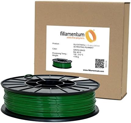 Fillamentum PB0020 PLA Extrafill 1.75mm 3D Printer PLA Filament Spool, Diameter tolerance +/- 0.05mm, 1.65 lb, Green Grass