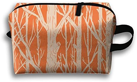 Orange Tree Trunk Pattern Travel Cosmetic Makeup Storage Pouch Bag