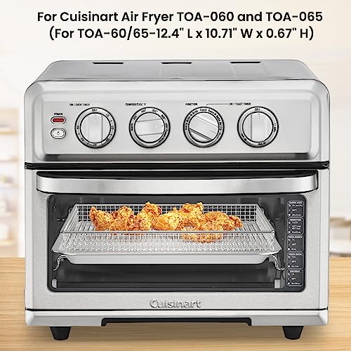 Stainless Steel Air Fryer Basket & Baking Tray Set For Cuisinart TOA-060 & TOA-065 - 2-Piece Replacement