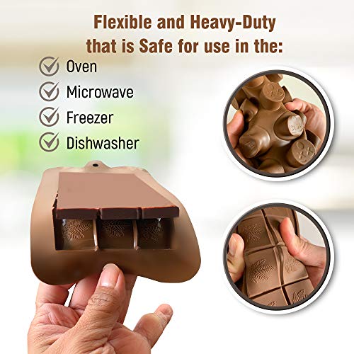 image for KITCHENATICS Leaf and Funny Emojis Silicone Candy and Chocolate Bar Mo