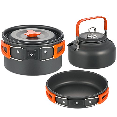 [- Skysper Aluminum Camping Pot Pan Cookware Outdoor Cooking Set For Camping Hiking  -]