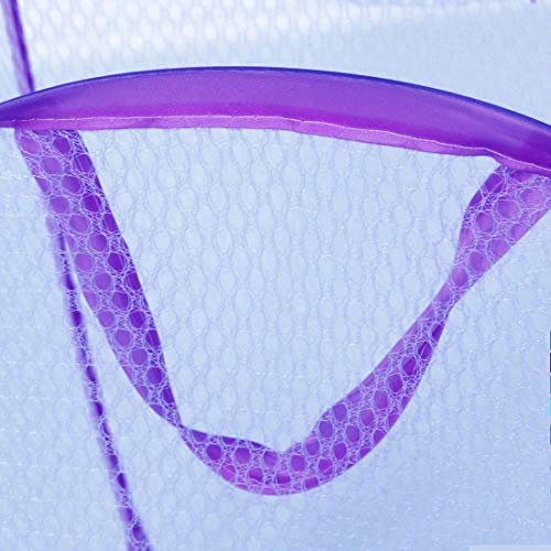 Portable, Durable Handles, Laundry Basket Pop Up Mesh Bin Tidy Storage Foldable Cloth Washing Bags Hamper 2Pcs (Purple)