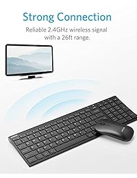 Anker 2.4 GHz Wireless Keyboard y el mouse Combo para dispositivos Windows, diseño portátil con largo battery life