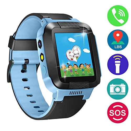 Kids Smartwatch with Camera, Effeltch Smart Watch With GPS Tracker Anti-Lost SOS Christmas Gift Watch for Girls Boys Children SmartWatch for iPhone Android Smartphone (Blue)