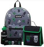 Kids 4-Piece Minecraft School Supplies Backpack, Lunchbox, Pencil Case & BPA-free Water Bottle Set