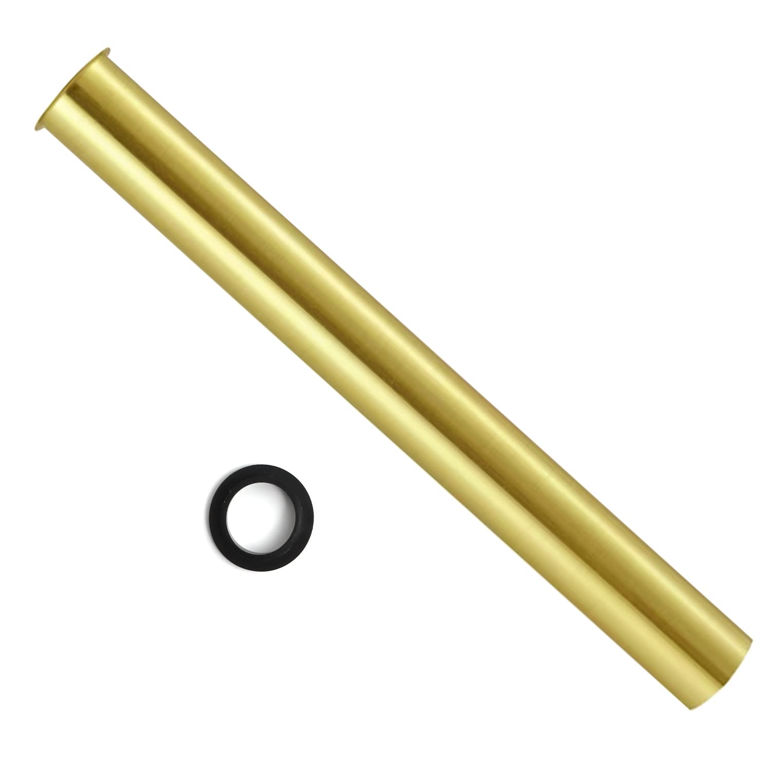 OPERMAXER 400mm Extra Long Brass Pipe for Universal Siphon 1 1/4" x 32mm Extension Pipe Fitting with Brushed Gold Gaskets