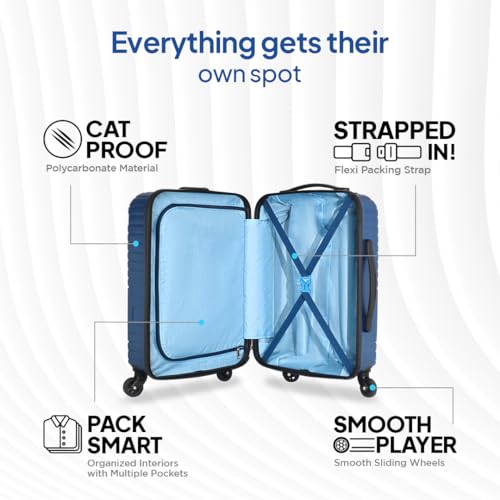 American Tourister Ivy NXT|Large Size Check-in Spinner Trolley Bag (79 cm)|360° 4 Wheel Travel Luggage|Hard Case Polycarbonate (PC) Suitcase|Mounted TSA Lock|Blue 3