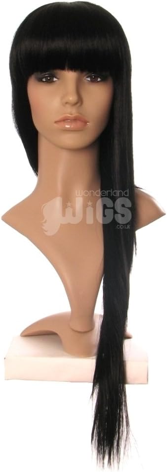 Extra Long Black Straight Wig Razor Cut with Fringe