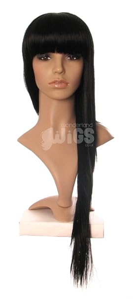 New Extra Long Black Straight Wig Razor Cut With Fringe Amazon Co