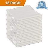 FIBEROMANCE Ultra Soft Microfiber Cleaning Cloth White 12 x 12 for Kitchen House Household Cleaning Lint Free Micro Fiber Dust Cloths to Clean Car Interior Easily Remove Dust Oil Smudges (18 Pack)