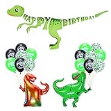 AKINGSHOP Dinosaur Party Supplies, Dinosaur Happy Birthday Banner Jurassic World Party Supplies Baby Dinosaur Party Decorations Set Green Dino Party Balloons Cake Toppers for Kids Birthday(Style 1)