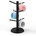 KETWOD Black Coffee Mug Holder, Non-Slip Cup Tree With 6 Hooks for Counter, Rack (Black)