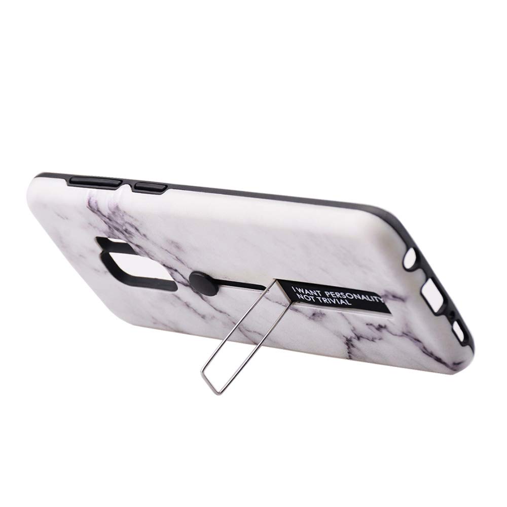 Galaxy S9 Case with Kickstand 5.8 inch (2018), Galaxy S9 Marble Case, Dual Layer Full-Body Protect Case Soft TPU & Hard Plastic Back Cover for Samsung Galaxy S9 - White