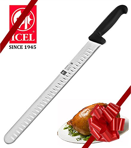 12-inch Blade Granton Edge, Turkey, Salmon, ham Slicer, Meat Slicing Knife. NSF Approved, Knife sharpening instruction included, Best Knife to Slice Large Roast and Whole Turkey.