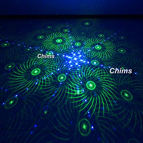 Chims DJ Laser Lights Projector Green Blue Laser with LED 40 Patterns GB Color Remote-control Decoration Lighting System for Family Party DJ Music Show Disco Bar Club Christmas (2 Lens GB 40 Patterns)