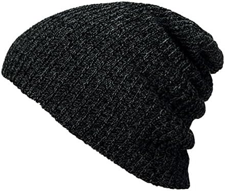 Onarola Beanie Winter Hat Slouchy Women Men Skull Cap Stretchy Soft(Black)