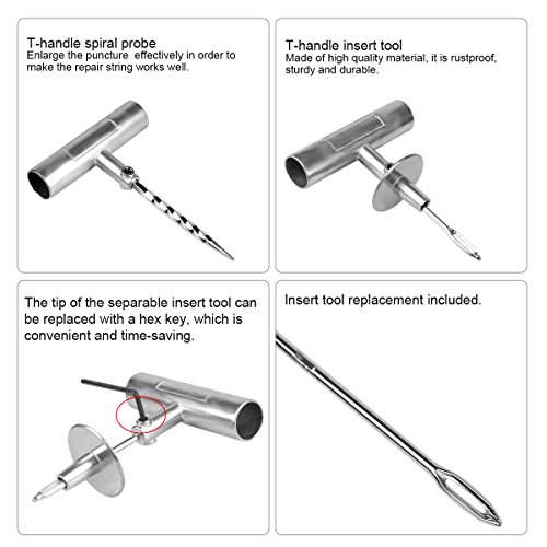 Tire Repair Tool Kit to Repair Punctures and Plug Flats, Heavy Duty ATV Tires Repair Kit for Motorcycle, ATV, Jeep, Truck and Tractor Flat Tire with Instruction & Portable Case - Thumbnail 2