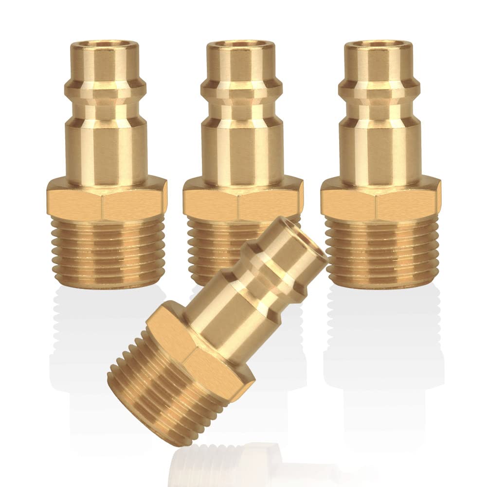 4pcs Air Line Connectors Euro Airline Hose Compressor Fittings 3/8" BSP Air Coupler and Plug Kit Couplings Connector Male