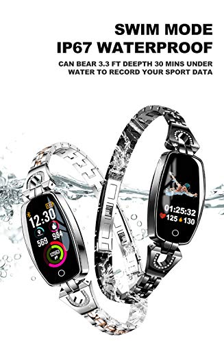 Symfury Fitness Tracker Watch, Waterproof HR Activity Tracker Blood Pressure, Women Jewelry Smart Wristband with 8 Sport Mode Health Sleep Monitor Calorie Kids Pedometer Birthday Gift Android iOS