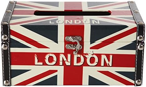 British London Union Jack Tissue Boxes Holders Bed Bath Home Decor Wood Rectangular