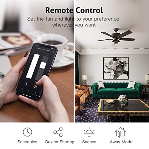 Smart Ceiling Fan Control and Dimmer Light Switch 2PACK, Neutral Wire Needed, TREATLIFE 2.4Ghz