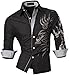 jeansian Men's Slim Fit Long Sleeves Casual Shirts Z001 Black M