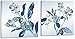 Mon Art Retro Blossom Flower Orchid painting Canvas Print wall art blue leaves white Magnolia floral pictures Pure Fresh Contemporary home decor Framed Artwork for Bathroom living room Decoration 2pcs