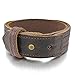 INBLUE Men's Wide Alloy Genuine Leather Bracelet Bangle Cuff Brown Wrap Adjustable