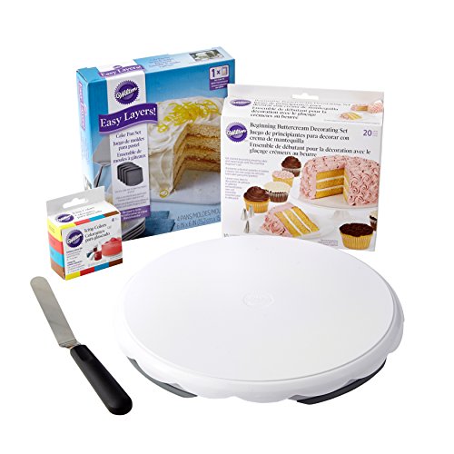 Wilton Easy Layers Cake Decorating Kit, 30-Piece - Cake Pans, Icing Spatula, Buttercream Decorating Set, Decorating Turntable, and Icing Colors