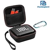 Pushingbest JBL GO 2 Case, Hard EVA Carry Bag Case Cover for JBL Go 1/2 Bluetooth Speaker, Mesh Pocket for Charger and Cables (BlackEVA CaseOnly)