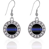 Inspired Silver - Silver Circle Charm French Hook Drop Earrings with Cubic Zirconia Jewelry