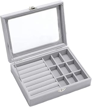 YLHUVO Caja De Bandeja De Aretes De Cristal Mujer Joyas ...
