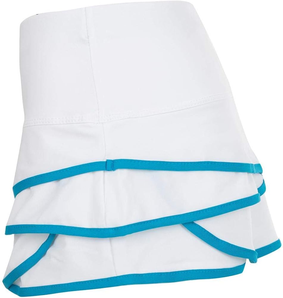 Lucky In Love Square are You Girls Scallop Skirt - White/Turquoise: Clothing