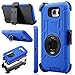 J.west Galaxy S7 Edge Case, Hybrid Dual Layer Combo Holster Case Heavy Duty Rugged Protective Case with Built-in Rotating Kickstand Swivel Belt Clip Holster for S7 Edge (Blue/Black)