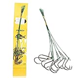 Sougayilang Fishing Hook Snelled Stainless Steel Wire Leader Fishing Rigs Hooks Pack of 10pcs