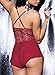 ALLureLove Womens Sexy Lingerie Open Crotch Leotard Teddy Nightwear Lace Miniskirt Babydoll(Small (fits Like US X-Small),Rose Red)